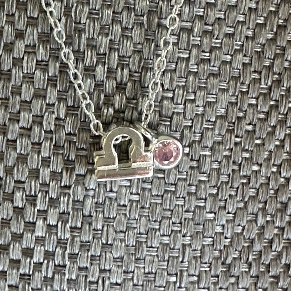 Sterling Silver Pink Quartz Libra Necklace